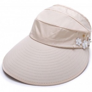 Visors Women Foldable Wide Brim Sun Hats UV Protection Visor Hat Quick Dry Cap - Beige - CE18EAT84HE $20.11