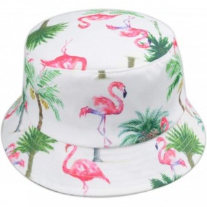 Bucket Hats Mens Womens Trends Fashion Bucket Hat - Watercolor Flamingo Palm Tree - C618IIR9EHI $35.21