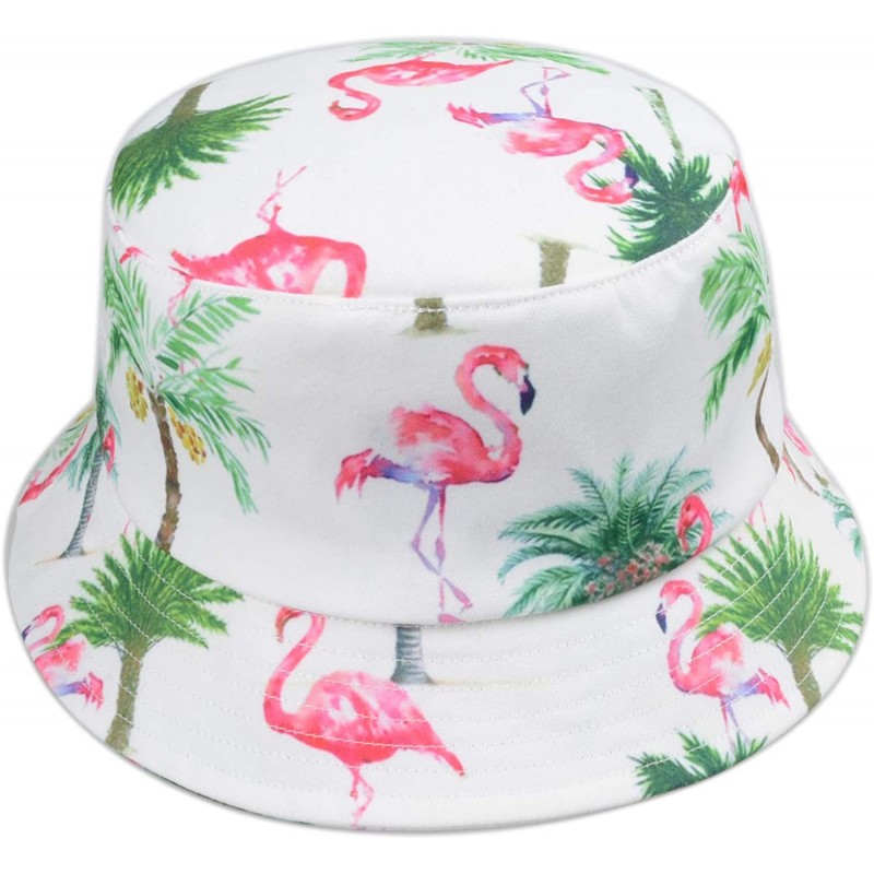 Bucket Hats Mens Womens Trends Fashion Bucket Hat - Watercolor Flamingo Palm Tree - C618IIR9EHI $30.41
