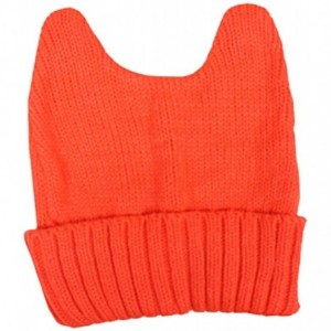 Skullies & Beanies Women's Winter Ski Pussy-Cat Knitted Beanie Hat - Pumpkin Orange - C617XQ4KGNH $22.84