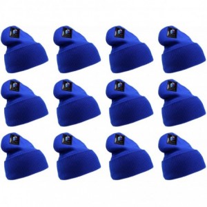 Skullies & Beanies Men's Women's Winter Long Beanie Hat Knit Cap 12 Pack - Royal Blue - CW18H3OMDSM $54.82