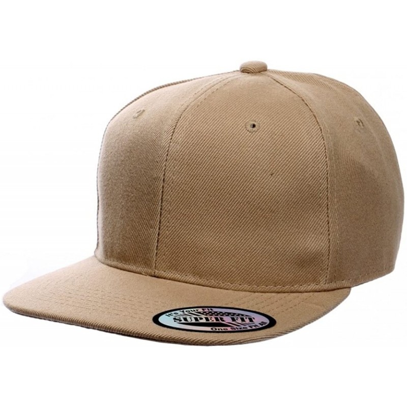Baseball Caps Blank Solid Plain Flat Visor Snapback - Khaki - CI1889U85Y2 $17.02