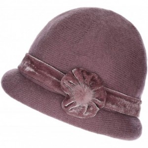 Skullies & Beanies Women's Gatsby 1920s Winter 100% Rabbit Cap Beret Beanie Cloche Bucket Hat - Cameo Brown - C218L6WKHLM $33.22