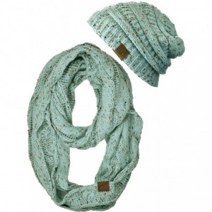 Skullies & Beanies Soft Stretch Colorful Confetti Cable Knit Beanie and Infinity Loop Scarf Set - Mint - CK1939CDC4C $49.17