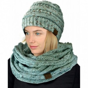 Skullies & Beanies Soft Stretch Colorful Confetti Cable Knit Beanie and Infinity Loop Scarf Set - Mint - CK1939CDC4C $42.73