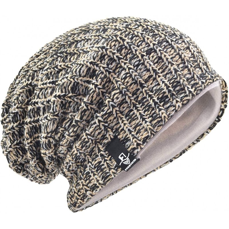 Skullies & Beanies Men's Slouchy Beanie Knit Crochet Rasta Cap for Summer Winter - Mixtz-khaki - C912O9SLR7C $27.53