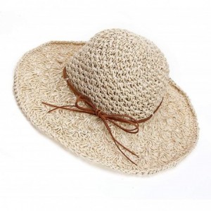 Sun Hats Straw Hats for Women Wide Brim Caps Foldable Summer Beach Sun Protective Hat - Beige - CK18RSQ8OID $24.99
