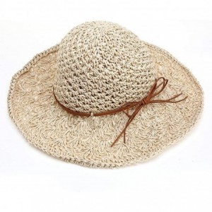 Sun Hats Straw Hats for Women Wide Brim Caps Foldable Summer Beach Sun Protective Hat - Beige - CK18RSQ8OID $23.47