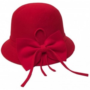 Bucket Hats Women's Vintage Style Wool Cloche Bucket Winter Hat - Red - CT12N9KU323 $24.76