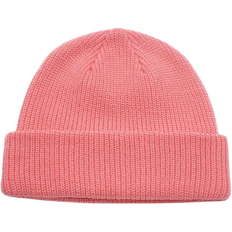 Skullies & Beanies Classic Men's Warm Winter Hats Acrylic Knit Cuff Beanie Cap Daily Beanie Hat - Pink - CA18H7RAIXO $20.07