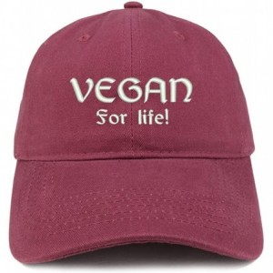 Baseball Caps Vegan for Life Embroidered Low Profile Brushed Cotton Cap - Maroon - CF188T8WS9Q $20.09