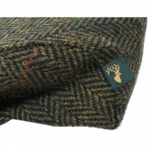 Newsboy Caps Irish Wool Cap Men Green Herringbone Tweed Cap Made in Ireland - CW11QZMF8P1 $92.58