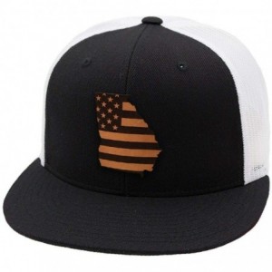 Baseball Caps 'Georgia Patriot' Leather Patch Hat Flat Trucker - Camo/Black - C918IGOH99S $47.73