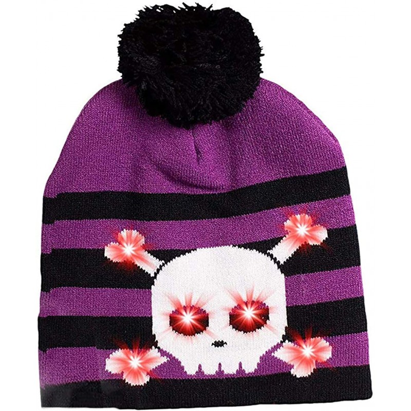 Skullies & Beanies Halloween Light Up Costume Beanie Hat Cap One Size Fits Most Cute and Festive! - Skeleton - CL18Z53E42X $1...