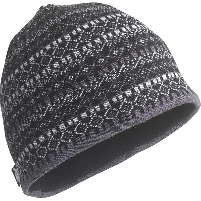 Skullies & Beanies Mens Merino Wool Nordic Style Beanie- Black/Solid Knits - Franz Black - C511K5PPRBT $64.53