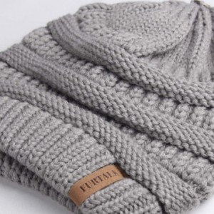 Skullies & Beanies Winter Slouchy Beanie Hats Women Fleece Lined Warm Ski Knitted Pom Pom Hat - 29- Gray - CP18UQ3QQ73 $28.93