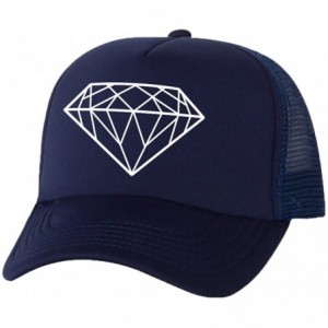 Baseball Caps Diamond Truckers Mesh Snapback hat - Navy - C311NKH1SWV $35.69