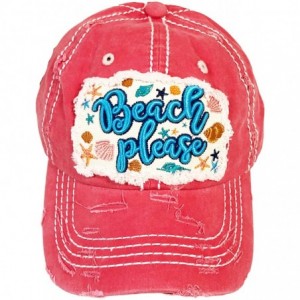 Baseball Caps Beach Please Women's Cotton Baseball Hat - Coral - CJ18W40U96D $33.72
