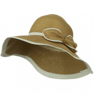 Sun Hats Two Tone Paper Straw Hat with Bow - Natural White - White - CD118E45D9J $88.81
