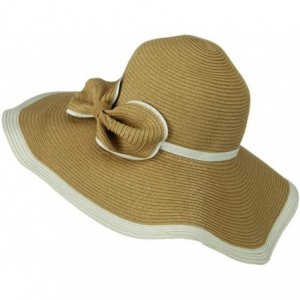 Sun Hats Two Tone Paper Straw Hat with Bow - Natural White - White - CD118E45D9J $79.52