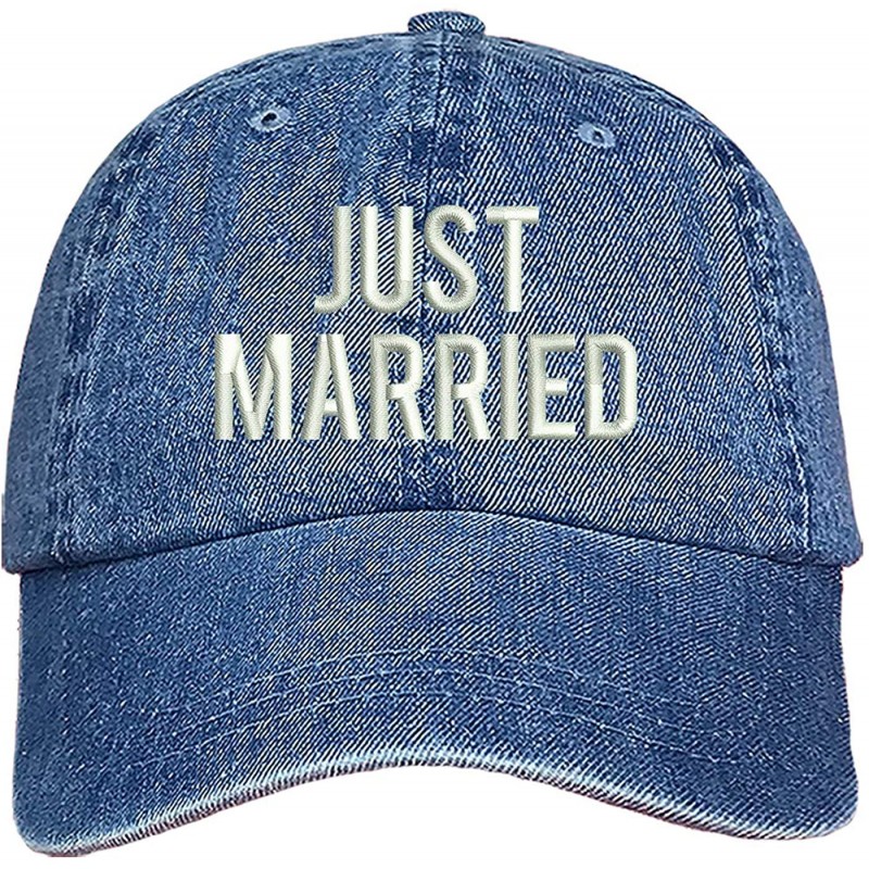 Baseball Caps Just Married Baseball Hat - Bachelor Hats - Groom Honeymoon Caps - Light Denim Blue - CN195WDH3Z2 $31.67