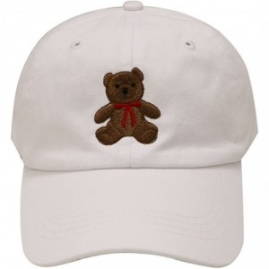 Baseball Caps Teddy Bear Cotton Baseball Cap - White - C812LC6Z1X3 $23.14