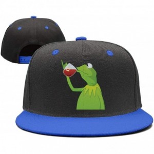 Baseball Caps Kermit The Frog"Sipping Tea" Adjustable Red Strapback Cap - Afunny-green-frog-sipping-tea-12 - CY18ICU8T2E $34.89
