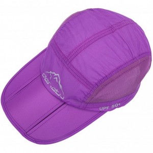 Sun Hats UPF50+ Protect Sun Hat Unisex Outdoor Quick Dry Collapsible Portable Cap - A-purple - C617YI9A3WN $26.29