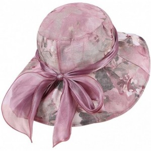 Sun Hats Women Wide Brim Sun Hat Floral Beach Cap Floppy UPF 50+ UV Protection Bucket Hat - Purple - CU18E8SSZRU $9.35