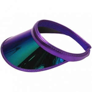 Visors Women Sun Visors Hologram Wide Brim Thicker Sweatband UV Protective Sportswear Visors Sunhat - Deep Purple - CP18X7TOL...