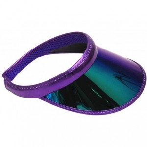 Visors Women Sun Visors Hologram Wide Brim Thicker Sweatband UV Protective Sportswear Visors Sunhat - Deep Purple - CP18X7TOL...