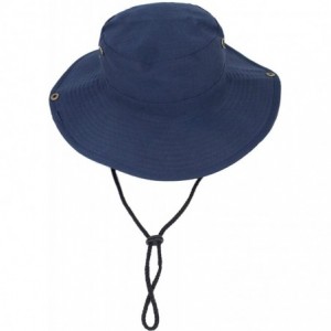 Bucket Hats Summer Sun Hat - Solid Color Boonie Bucket Hat - Navy Blue - CX11ZR0XO9T $36.30