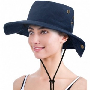 Bucket Hats Summer Sun Hat - Solid Color Boonie Bucket Hat - Navy Blue - CX11ZR0XO9T $30.25