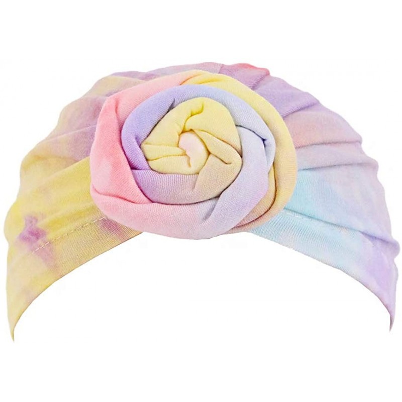 Skullies & Beanies Women Tie-Dye Headband Hat Cotton Softening Chemotherapy Cap Sleeping Cap Hair Loss Headwrap - Blue & Pink...