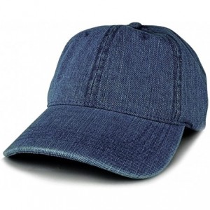 Baseball Caps Low Profile Unstructured Denim Garment Washed Baseball Cap - Dark Blue - C91868999ZE $25.24