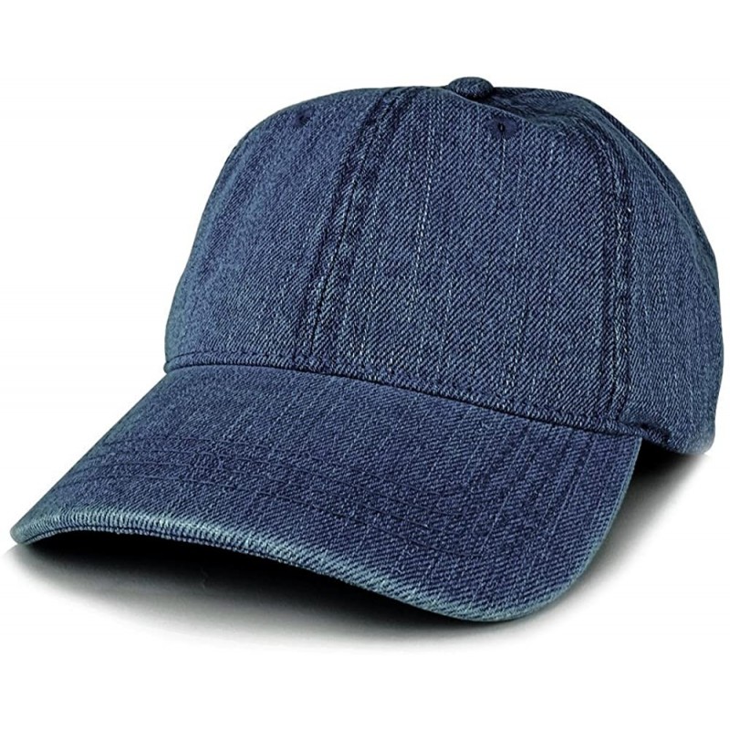Baseball Caps Low Profile Unstructured Denim Garment Washed Baseball Cap - Dark Blue - C91868999ZE $24.29