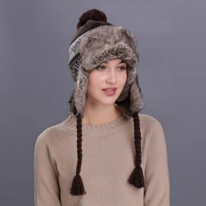 Skullies & Beanies Warm Women Winter Hat with Ear Flaps Snow Ski Thick Knit Wool Beanie Cap Hat - Coffee - CN187NTKG03 $20.27
