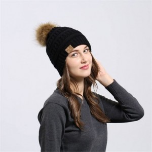 Sun Hats Womens Knit Cap Baggy Warm Crochet Winter Wool Ski Beanie Skull Slouchy Hat - Black - C218IE37DO7 $15.80