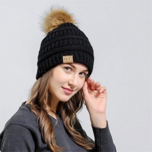 Sun Hats Womens Knit Cap Baggy Warm Crochet Winter Wool Ski Beanie Skull Slouchy Hat - Black - C218IE37DO7 $18.79