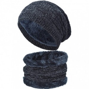 Skullies & Beanies Styles Oversized Winter Extremely Slouchy - Wbxne Navy Hat&scarf - CX18ZZN4ROY $23.67