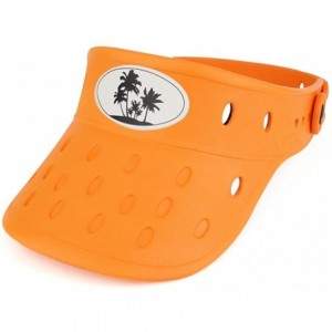 Visors Durable Adjustable Floatable Summer Visor Hat with Large Palm Tree Snap Charm - Orange - CW17YXOEYD2 $40.38