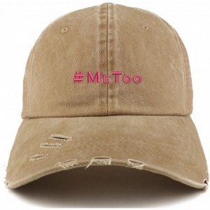 Baseball Caps MeToo Movement Hot Pink Embroidered Frayed Bill Trucker Mesh Cap - Khaki - C1188EYSDIY $34.04