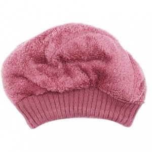 Skullies & Beanies Women's Winter Beret Hat Fleece Lined Soft Warm Beanie Cap with Flower Accent - Pink - CR18KNZLWNW $43.13