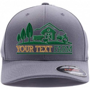Baseball Caps Farm Logo with Your own Words Embroidered Flexfit 6477 Wool Blend hat. - Grey - CF180K7W7I0 $46.39