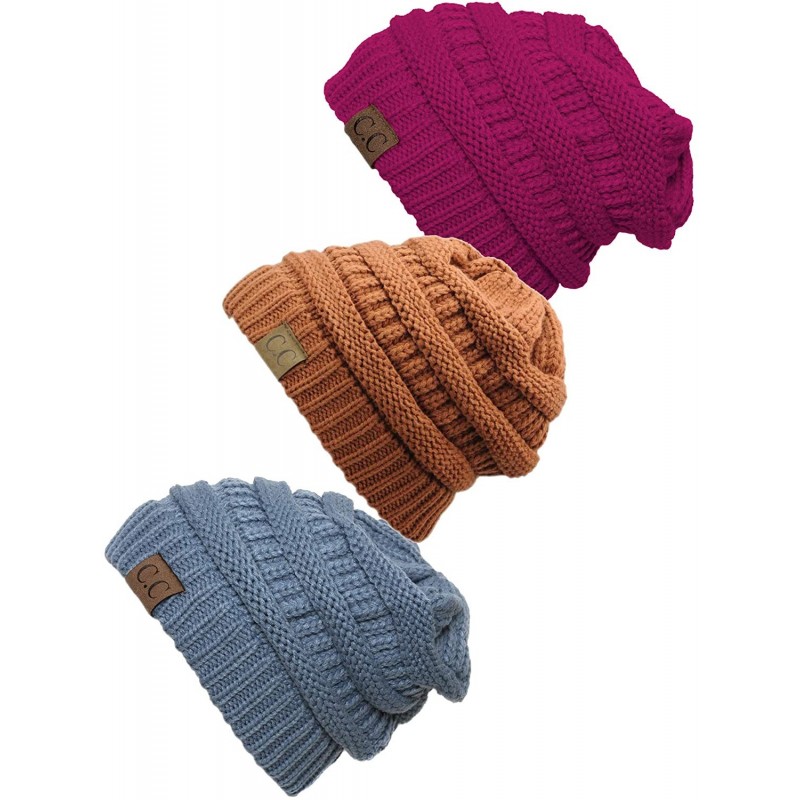 Skullies & Beanies Women's 3-Pack Knit Beanie Cap Hat - CX18LRC2L9X $53.19