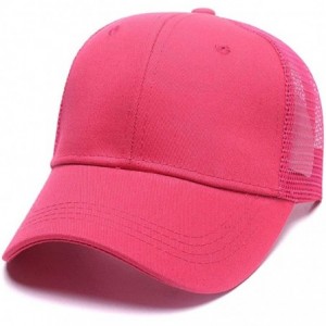 Baseball Caps Custom Women's Ponytail Mesh Adjustable Cap-Baseball Cap-Trucker Hat Suitable Cool Unisex Cap - Rose Red - CX18...