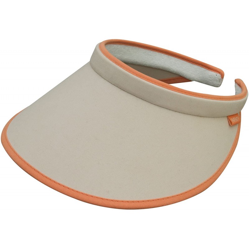 Visors Women's Brushed Cotton Clip-On Visor - Light Khaki/Orange - C312CX9SF7R $21.75