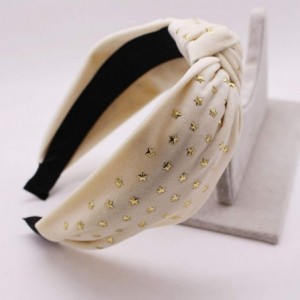 Headbands Bohemian Velvet Center Knot Hairband With Gold Star Stamping Handmade Headband-Pink - Pink - CW192HW36RG $29.00