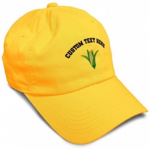 Baseball Caps Custom Soft Baseball Cap Ear of Corn Embroidery Dad Hats for Men & Women - Golden Yellow - CF18SLTO7GK $35.29