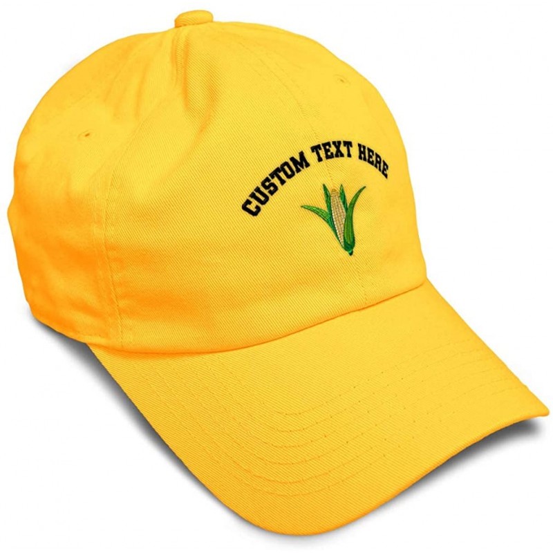 Baseball Caps Custom Soft Baseball Cap Ear of Corn Embroidery Dad Hats for Men & Women - Golden Yellow - CF18SLTO7GK $31.42